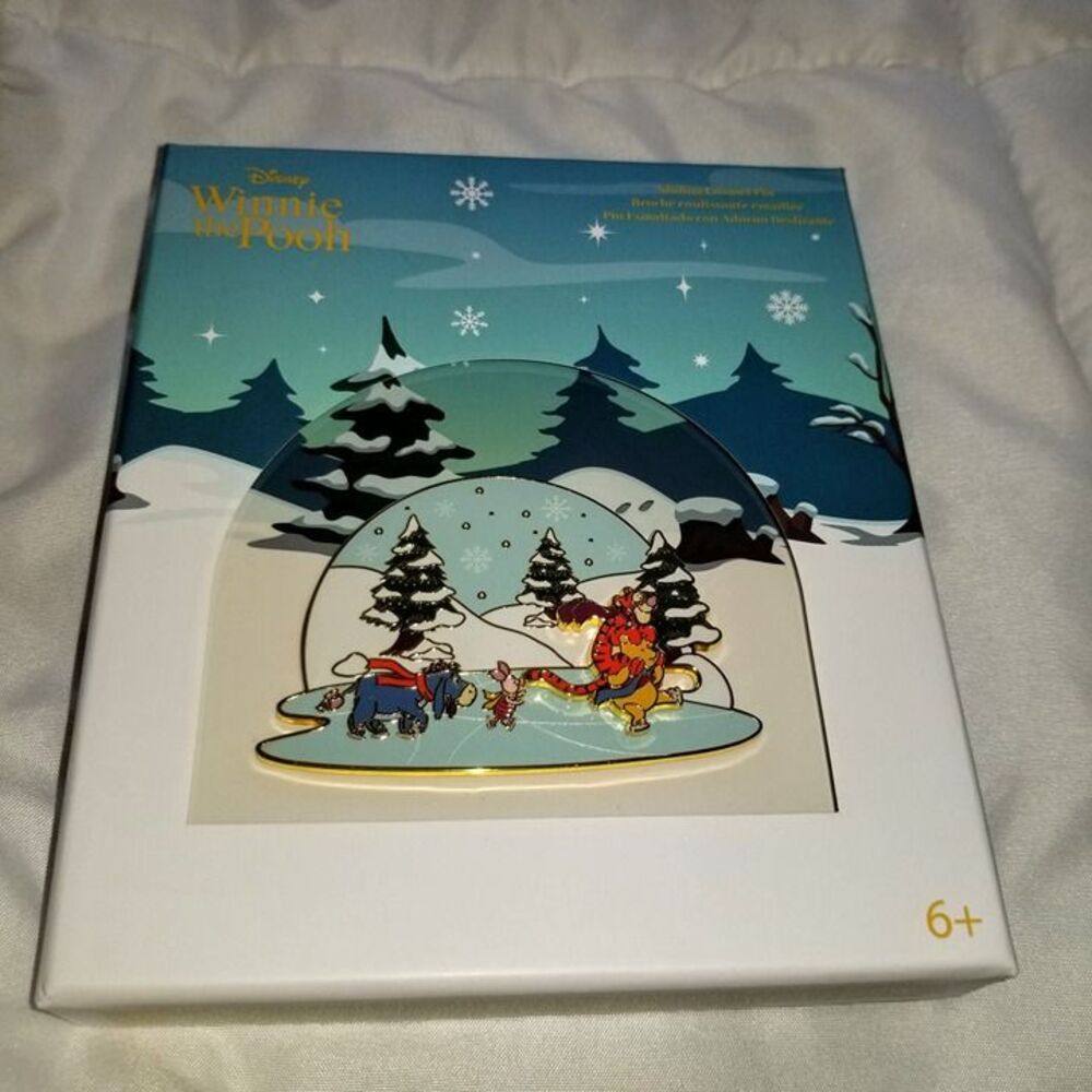 Loungefly Disney Pooh Jumbo Pin Ice Skating Winter Slider Tigger Eeyore Piglet